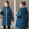 Abrigo de invierno para mujer, abrigo acolchado de algodón de manga larga con capucha, abrigo grueso holgado con cremallera de longitud media, prendas de vestir, chaqueta, ropa de calle