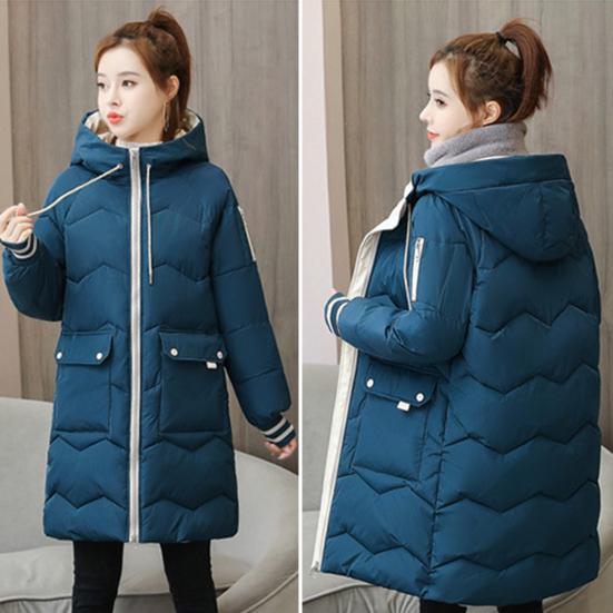 Abrigo de invierno para mujer, abrigo acolchado de algodón de manga larga con capucha, abrigo grueso holgado con cremallera de longitud media, prendas de vestir, chaqueta, ropa de calle