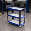 Three-Tier Utility Cart with Wheels Mobile Tiered Rolling Locking