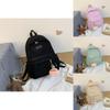 Cute Girl Backpack Nylon School Bag With Solid Color And Letter Embroidery Design For Daily Use