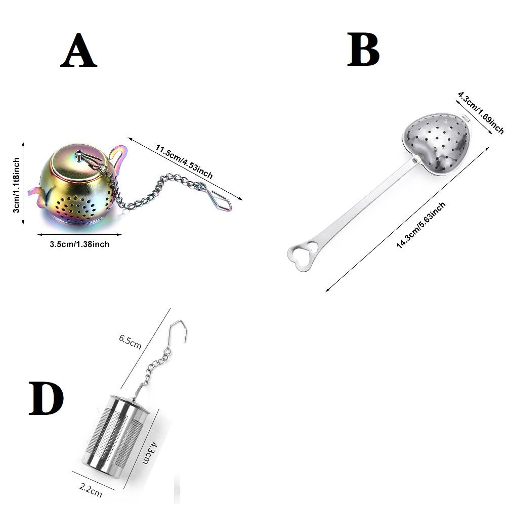 Teapot/Star/Heart Shape Tea Strainer Stainless Steel Tea Infuser with Chain Herbal Spice Filter Diffuser Kitchen Gadget Teaware