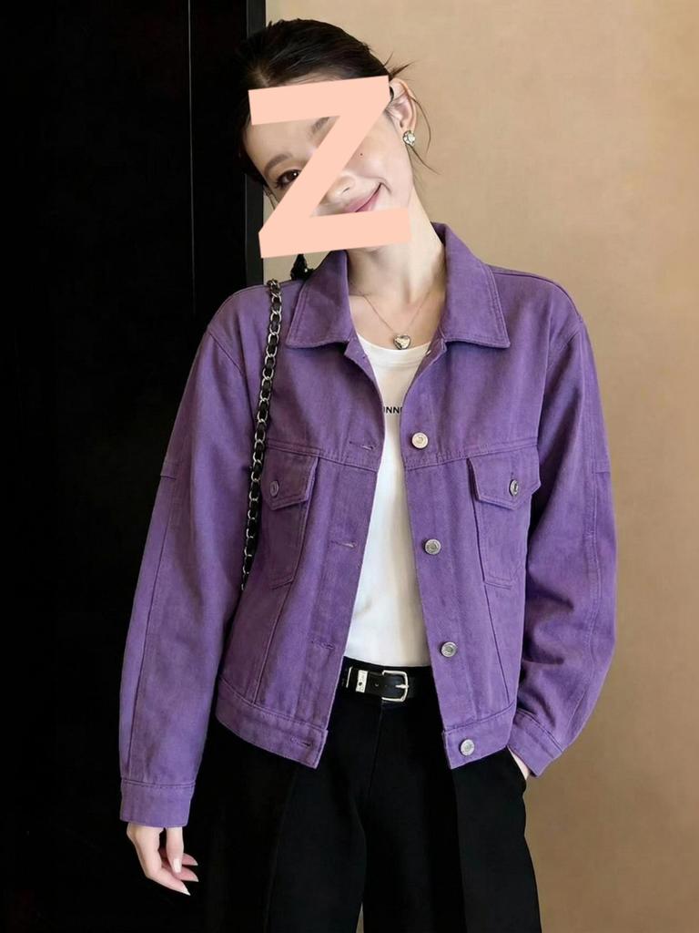 Chic Green Short Denim Jacket for Women - Spring Collection