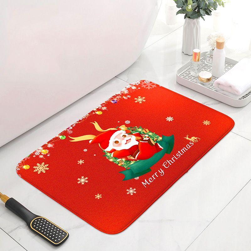 1ks Vánoční koberec Domácí Dekor Koupelnová předložka Absorpční vstupní Rohožka Protiskluzová Sněhová vločka Kuchyň Potištěný Santa Claus