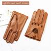 Deerskin Driver Gloves Men's Leather Unlined Single Layer Thin Hollow Breathable Motorcycle Riding Car Driving Spring and Autumn