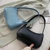 Women Travel Shoulder Bags Female PU Leather Zipper Shopping Underarm Bags Pure Color Small Purse  Purses and Handbags
