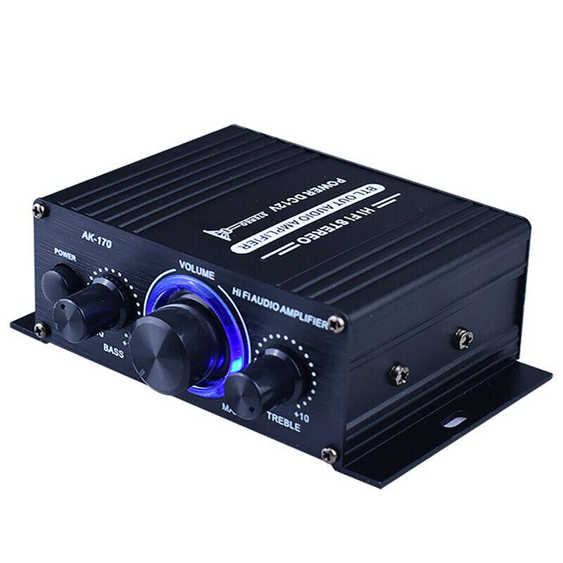 400 W Hi-Fi-Digital-Stereoverstärker: Kompaktes Design, Zweikanal-Ausgangsleistung von 20–200 W, UKW-Radio und Mikrofon, geringe Verzerrung, Gehäuse aus Aluminiumlegierung für Autos und Zuhause