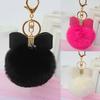 2024 Custom Bow Cute Keychain Faux Rabbit Fur Ball Key Chain Fur Pompoms for Car Bag Key Ring Key Chain