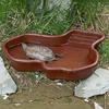 Turtle Water Basin with Anti-slip Ladder Bathing Platform Drainage Hole Tortoise Reptiles Bathtub Habitat Landscaping Water Holder Bowl Dish