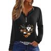 Women's T Shirt Tee Button Floral Print Long Sleeve Daily Weekend Fashion Basic V-Neck Regular Top