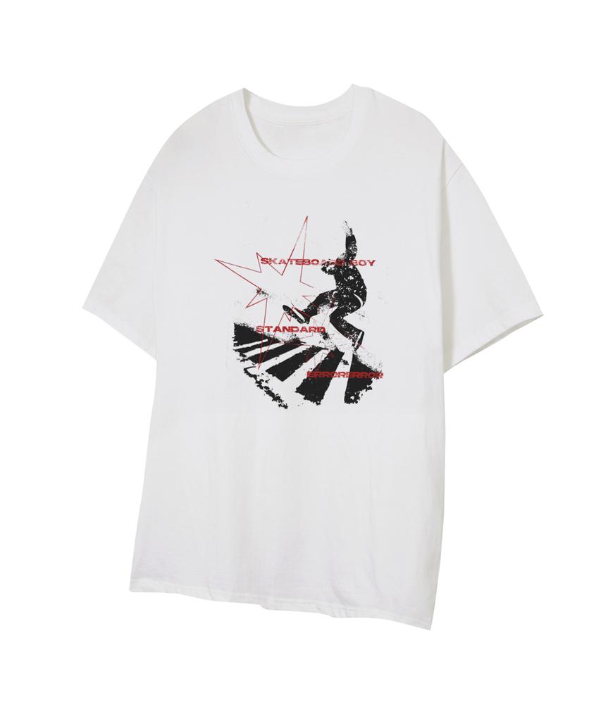 STANDARDERROR 87-Stan320 Skateboard Boy Crack Solid Short Sleeve T-Shirt (2 Colors)