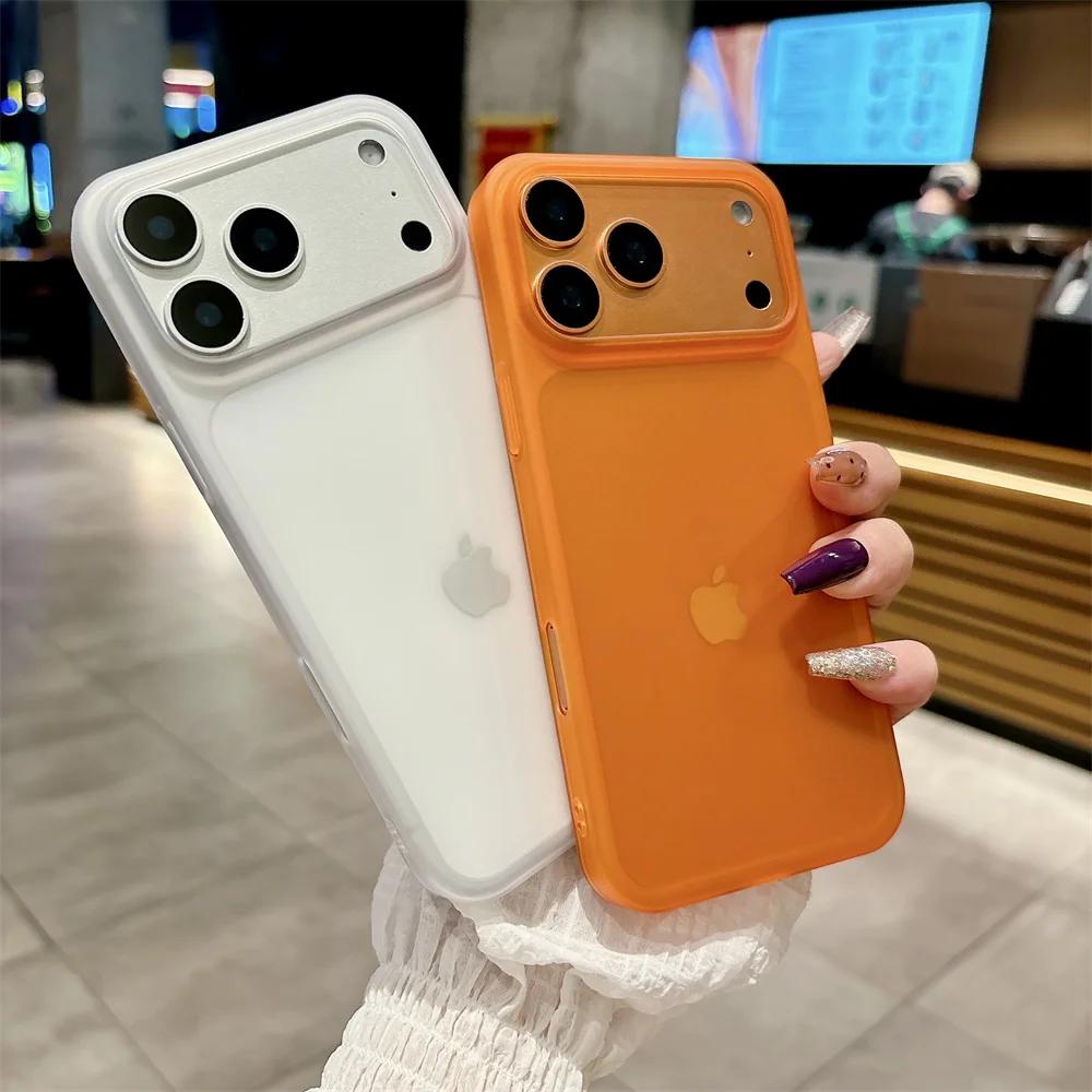 Luxury Translucent Matte Slim Phone Case For iPhone 17 16 15 14 13 Pro Max Shockproof Armor Frosted Ultra Thin Protection Cover