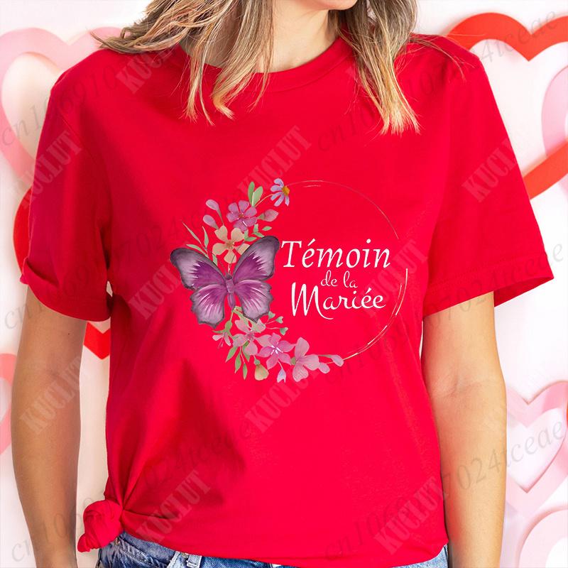 French Bridal Wedding Tops Team Bride T-shirt Women Single Bachelorette Hen Party Tees EVJF Future Bride Bridesmaid Clothing
