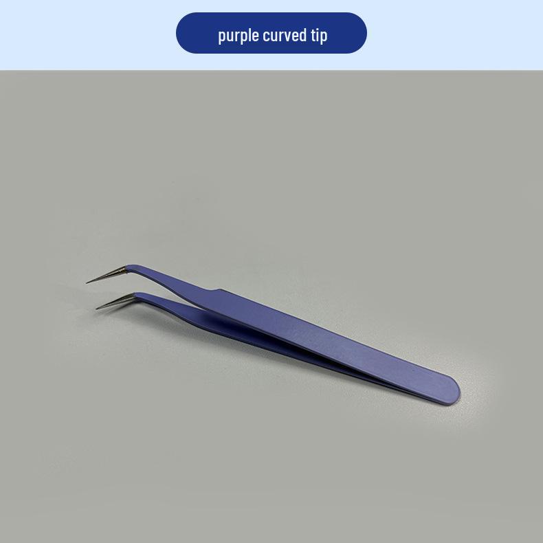 Anti-Static Stainless Steel Precision Tweezers, Curved Tip for Electronics, Eyelash Extensions, Manicure, Bird's Nest Picking, and Hair Removal.