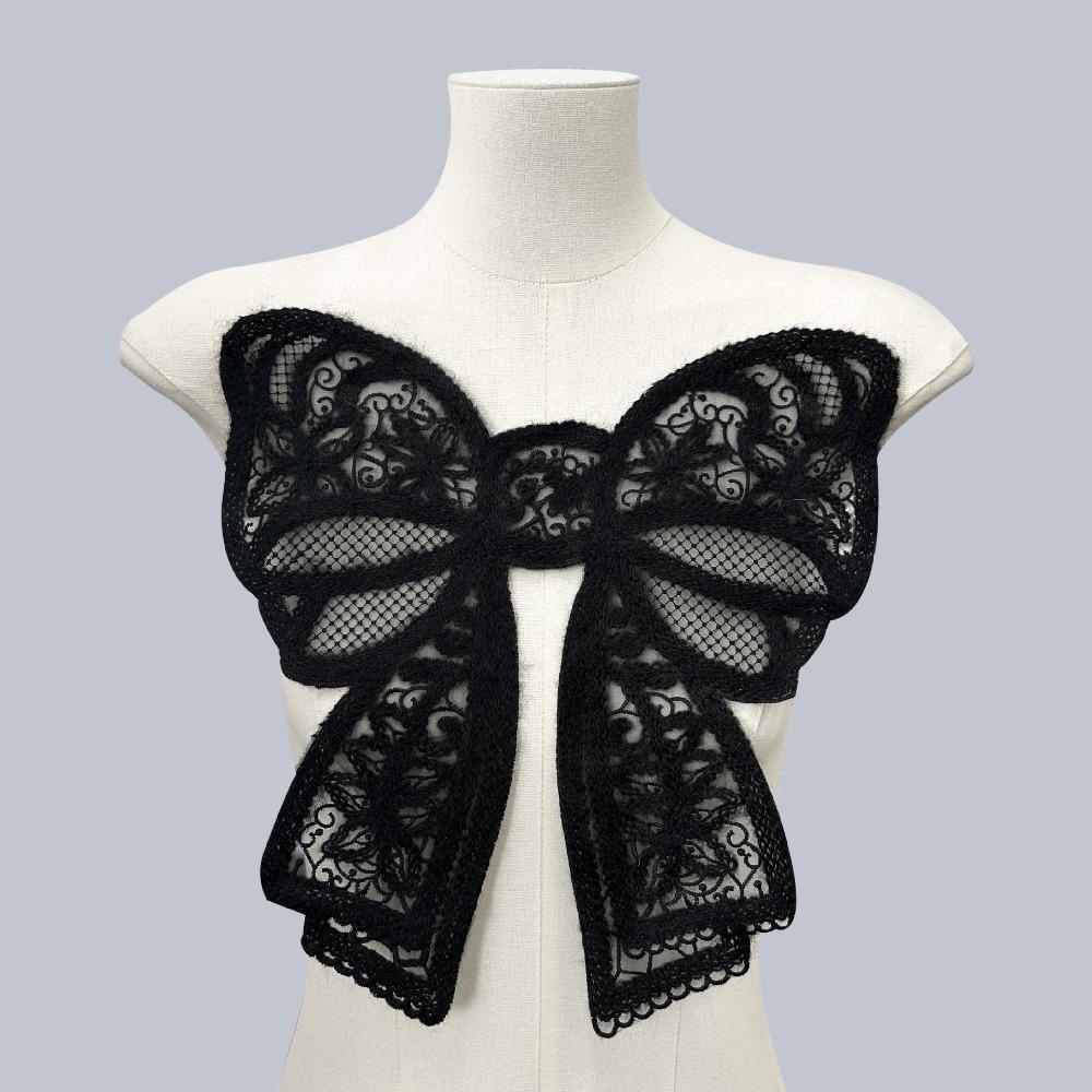 

2 шт. Вышитый воротник Цветок Мода Бриллиант Бант Цветок на грудь Пришивные бусины Трехмерный цветок Женский 2pcs чёрный