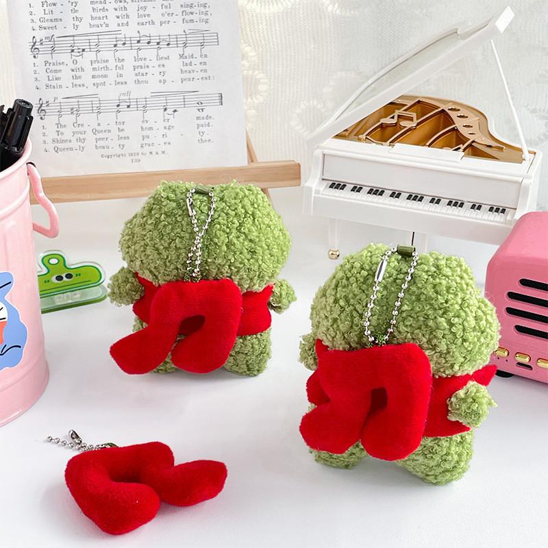 Charming Musical Frog Plush Keychain Short Plush Material Car Pendant 9.5cm