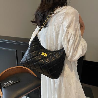 Bag Women's New Armpit Bag, Rhombus Chain Bag Niche High-end Versatile Women's Shoulder Messenger Bag