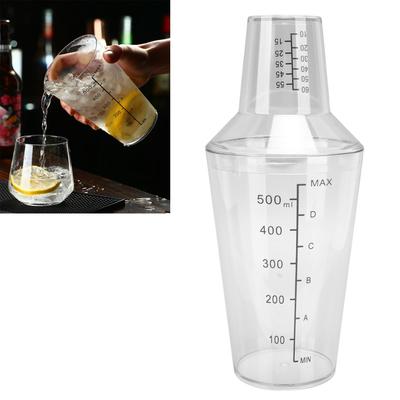 500ml/700ml Cocktail Shaker Set Clear Scale Standard Capacity Prevent Spill Transparent Shaker Mixer PC for Bar Bartender Tools