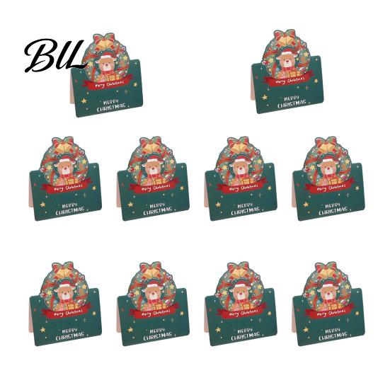 Christmas Stationery for Gifts 10 Pcs 3D Greeting Card, Cute Tree Santa Snowman Display Cards Wreath Design Holiday Festive Messages, Wishes Souvenirs