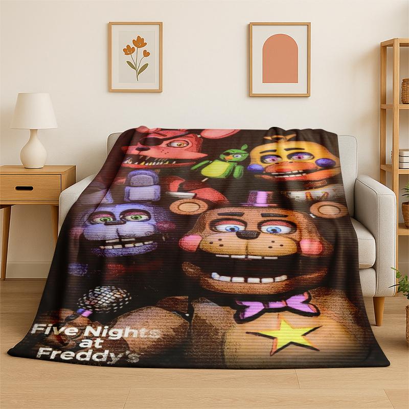 Coperta di Flanella Classica F-FNAF Gioco Horror Freddy Morbida Calda Coperta Plaid per Camera da Letto Soggiorno Letto Viaggio Campeggio Picnic