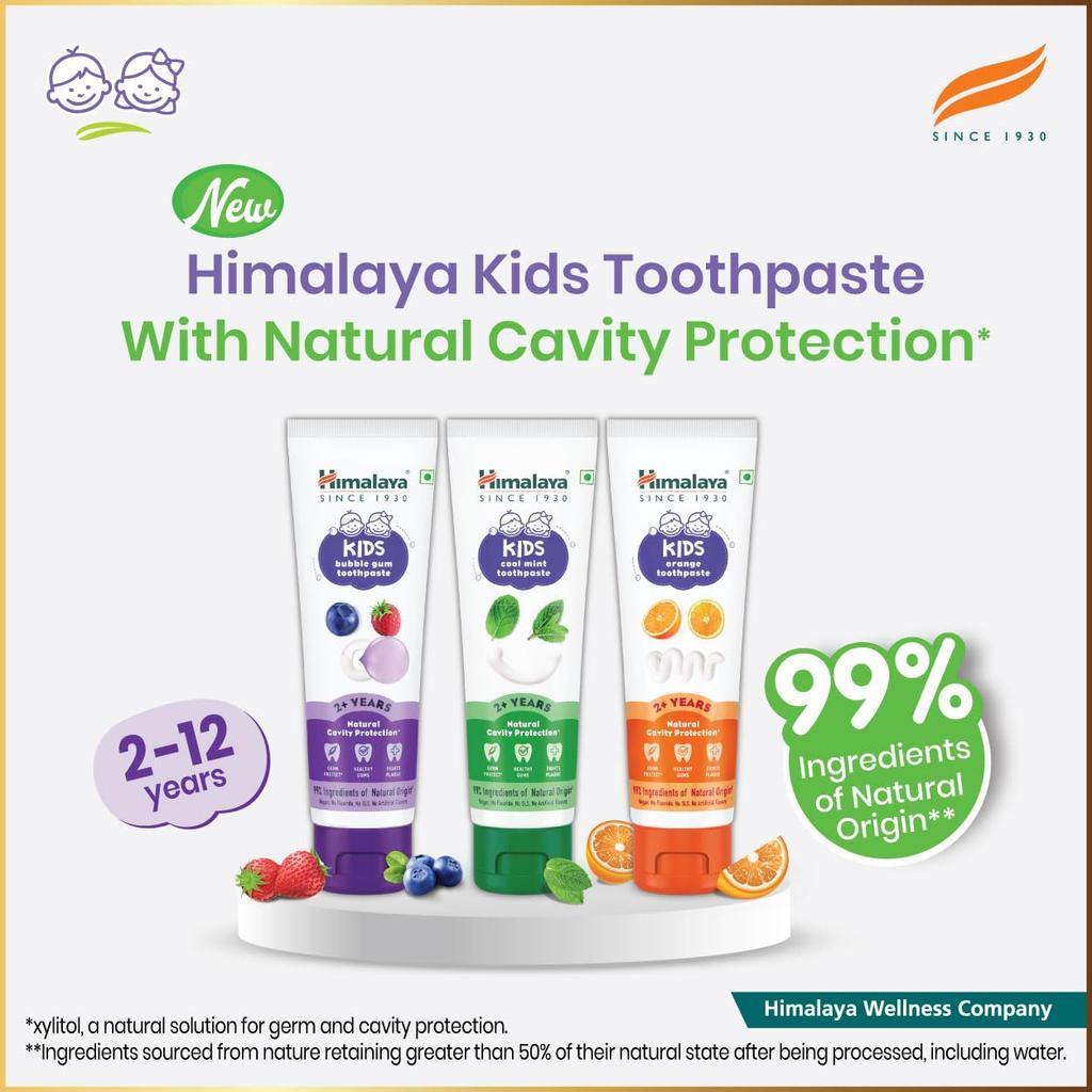 Himalaya Kids Bubble Gum Toothpaste 80g Pack Of 2 Fluoride-Free Cavity Protection For Children 2-12 Years