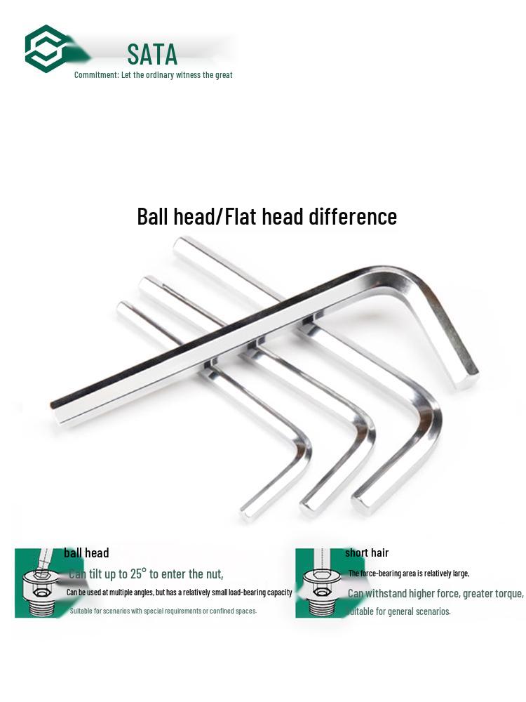 SATA Extra Long Super Hard Ball & Flat Head Hex Wrench Set (1.5-10mm)
