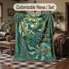Golden Spiral Theme Throw Blanket Custom Name Text Personalized Blanket Soft Cozy Blanket for Home Sofa Bed
