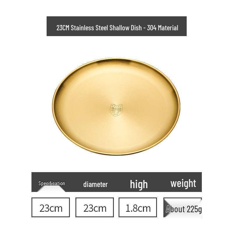 Gold Round 304 Stainless Steel Korean BBQ and Cake Tray
