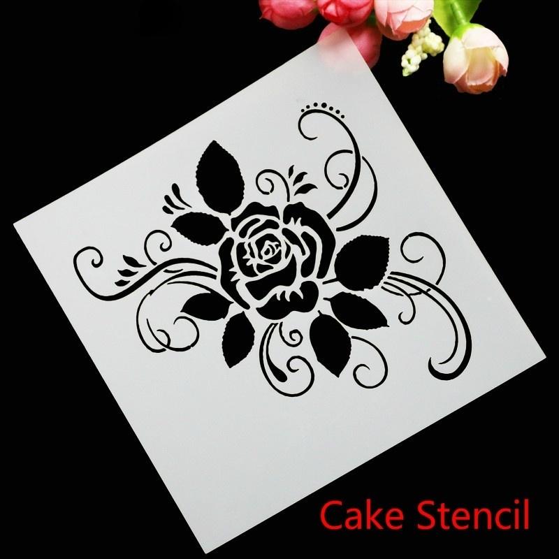 S-TROUBLE 6 Style Flower Spray Stencils Reusable Birthday Cake Mold Decorating Fondant Template Bakery Tools DIY Mould