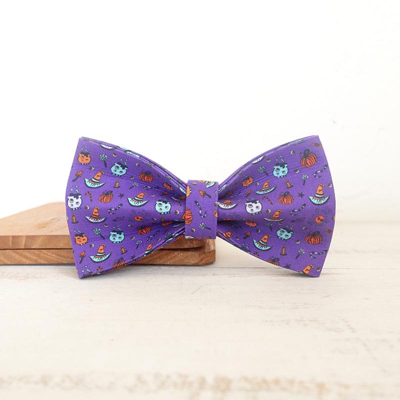 MUTTCO Halloween Purple Bowtie Collar for Pets - UBT-091 XL (11*6 cm)