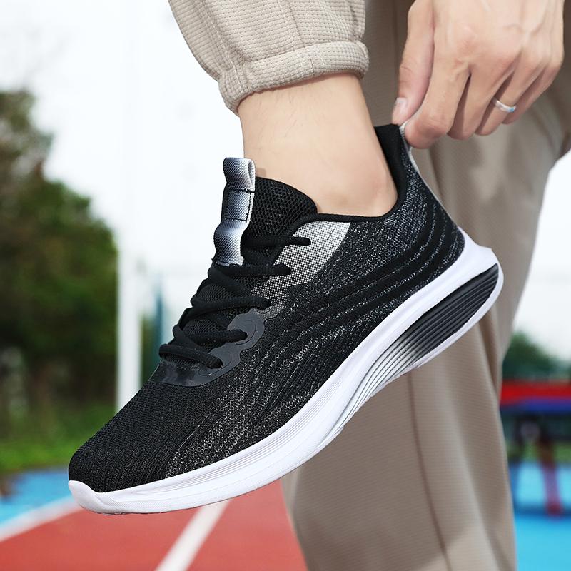 Breathable Knitted Running Shoes Unisex Lightweight Soft Sole Sneakers Non-slip Comfort Casual Trainers for Jogging Walking Fitness
