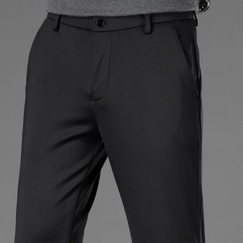 FAPAI Men's Winter Fleece-Lined Straight-Leg Business Dress Pants