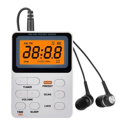 Pocket AM FM Radio Portable Reception Rechargeable Battery Digital Tuning Radio with Stereo Earphone Large LCD Screen