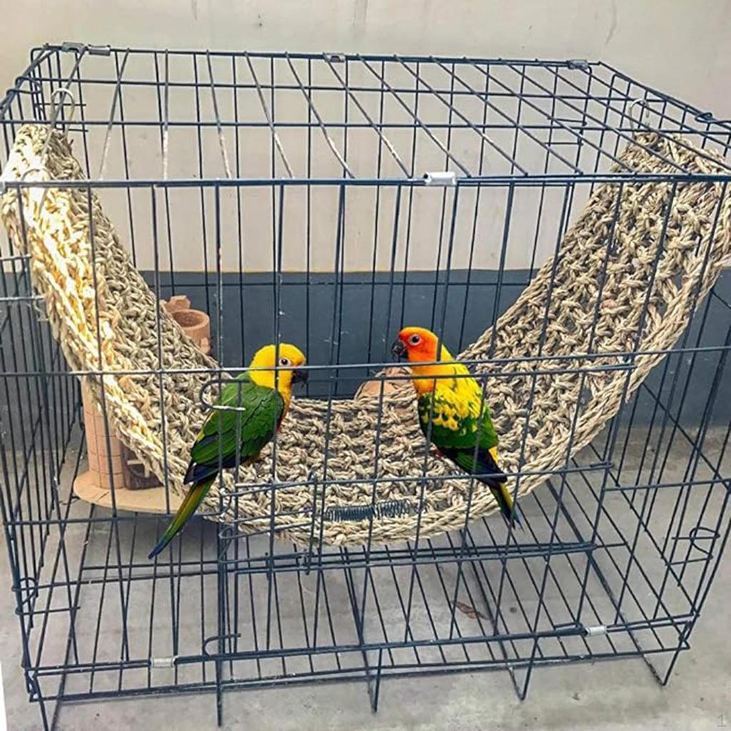 Bird Activity Center with Climbing Rope Ladder And Seagrass Mat for Macaws