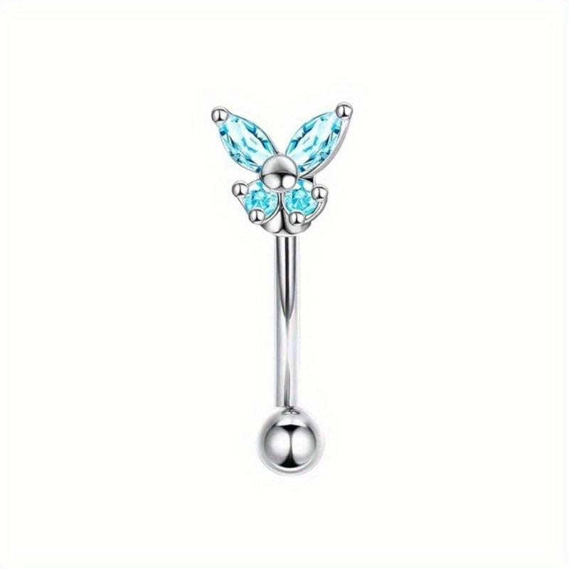 Florideco 1Pc Rook Eyebrow Studs Earrings Surgical Steel CZ Opal Belly Lip Ring Cartilage Piercing Jewelry for Women Men