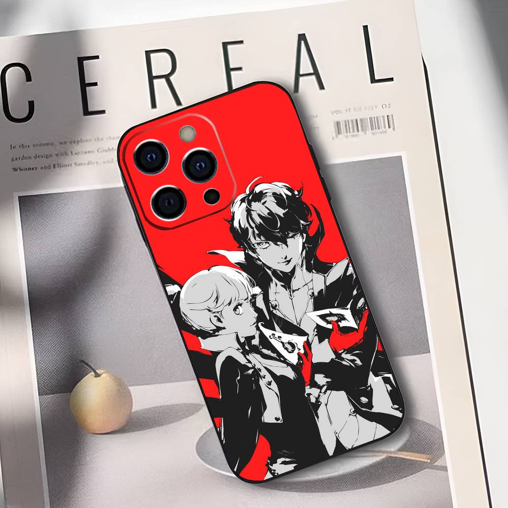 P-Persona 5 Anime Phone Case For iPhone 17,16,15,14,13,12,11 Plus,Pro Max,XS,Soft Black Cover