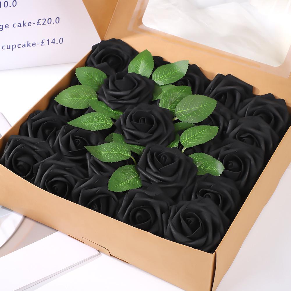 8cm Foam Rose Artificial Flower with Stem for Weddings and Valentine's Day
