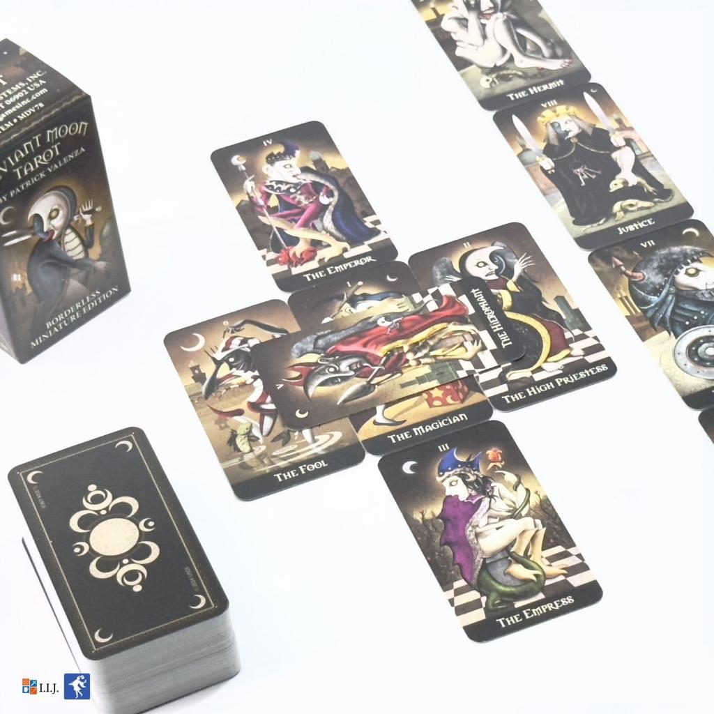 Deviant Moon Tarot Borderless Miniature 78 Tarot Mini Includes Japanese Instruction Authentic Product I.I.J. Edition, Cards, Size, Manual,
