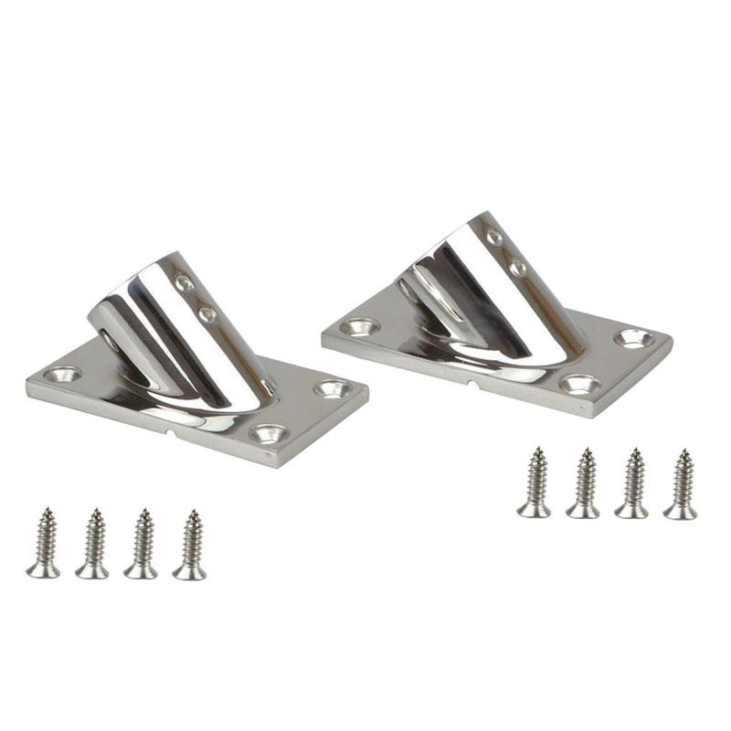 2 Pcs 7/8" 60 Degree Boat Deck Handrail Square Base Marine Heavy Duty 316 Stainless Steel For Boat Yacht 22mm/25mm Rail / Tube