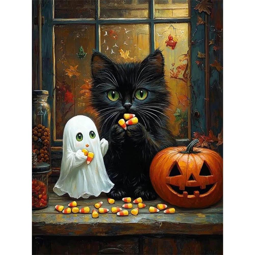 

5D Halloween Diamond Painting Painting Set, DIY Rhinestone Cross-stitch Crafts and Crafts, Decorative Home Wall Murals Round 20x30cm