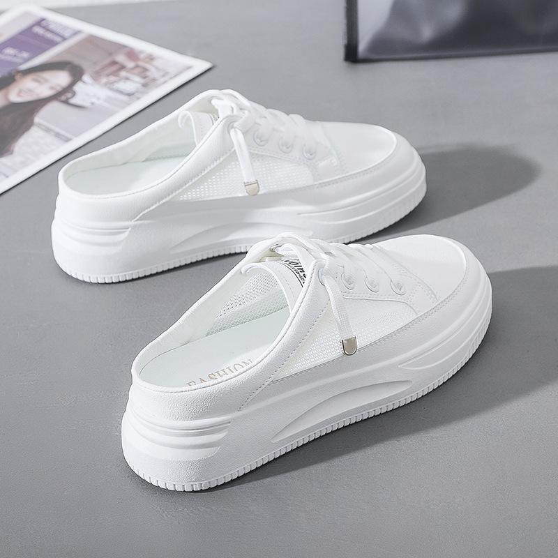 Comemore Women's Half Slippers 2025 New Super Internet Closed Toe Lazy Shoe Outdoor Platform White Female Shoes Sneakers Women