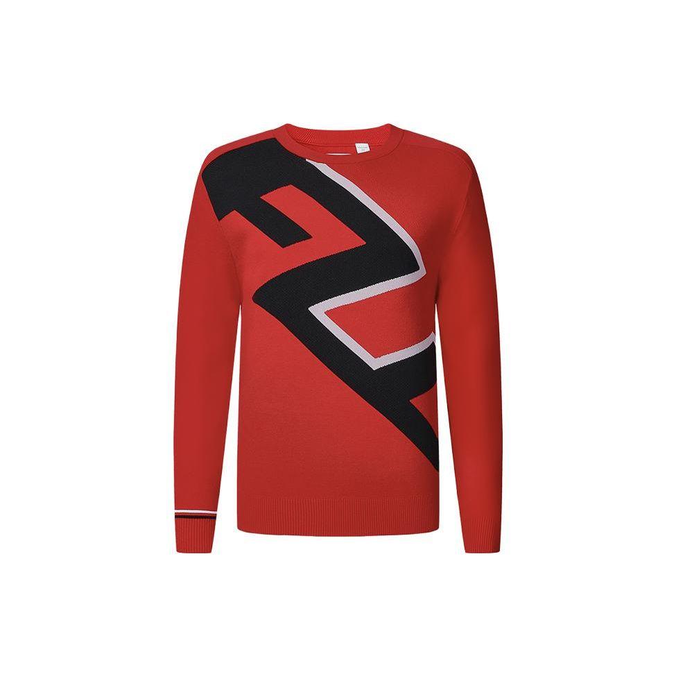

FILA Golf Series Color Block Round Neck Elite Pullover Long Sleeve Knit Sweater Men sweater Fluorescent-Flame-Red A11M415401F-RD L
