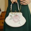 Chinese Style Flower Embroidered Shoulder Bag Elegant Handbag Retro Small Square Bag Wedding Party Women Clip Evening Clutch Sac