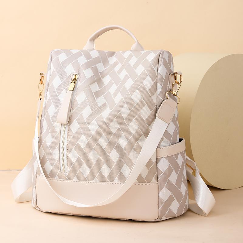 Anti-theft Backpack Women's Contrast Color Outdoor Travel Backpack Nylon Schoolbag