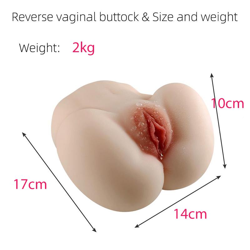 Male Masturbator Silicone Artificial Pussy and Anus Dual Channel Realistic Skin Touch Silicone Big Butt Male Sex Toy
