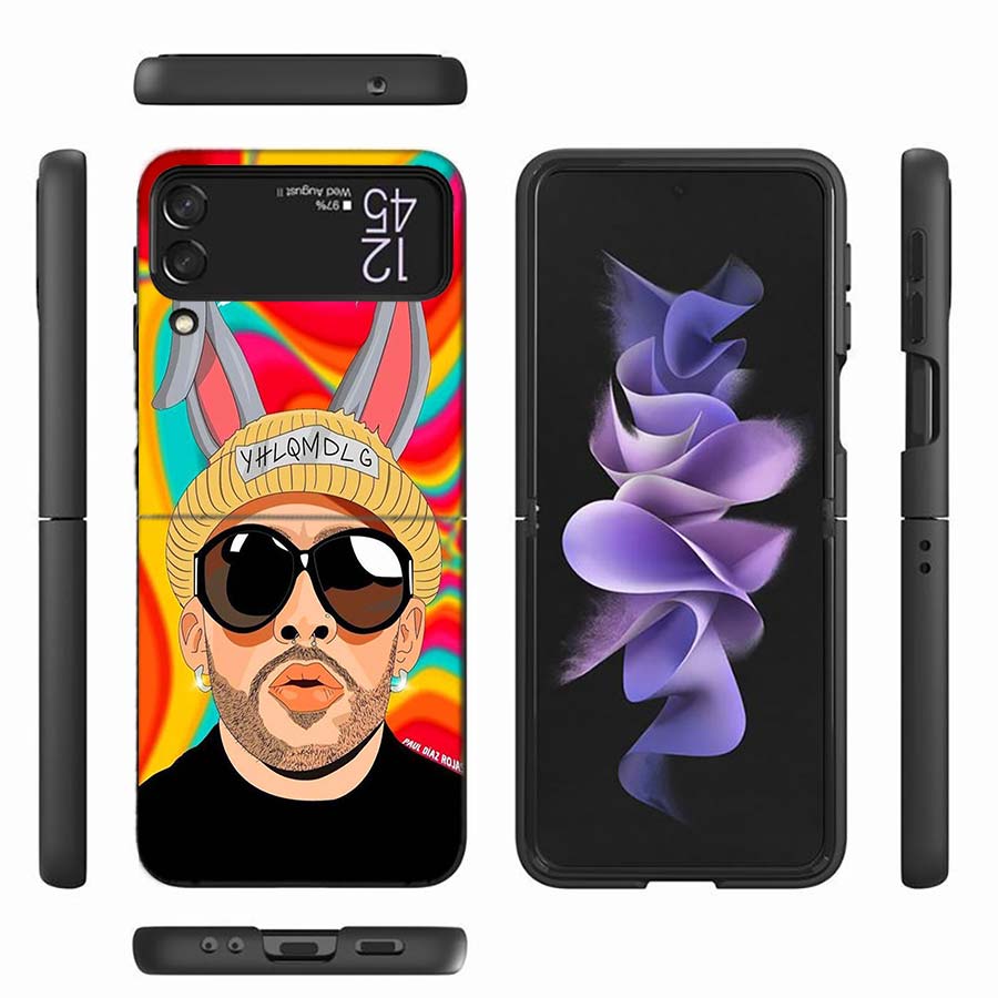 B-Bad B-Bunny Phone Case For Samsung Z Flip 6 7 5G Z Flip 5 Galaxy Z Flip 3 4 5G ZFlip Shockproof Hard Cover TPU PC Coque Capa S