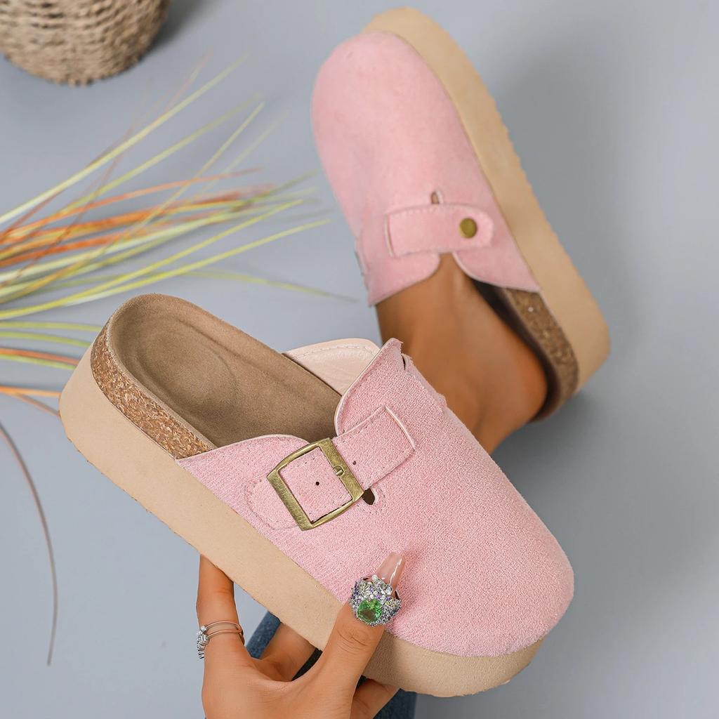 Women Mules Shoes 2025 New Slip-On Slippers Fashionable Thick Heel Slippers Women Retro Style Rubber Sole Sandals Slides Women