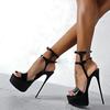 17cm High Heels Sandals Women Sexy Peep Toe Platform Ankle Buckle Strap Super-high Heel Shoe Party Pumps Gladiator Sandal