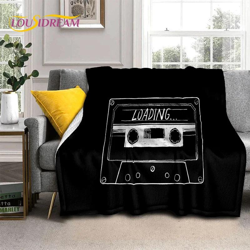 Padrão de Fita Cassete de Música Retrô Manta 3D, Manta Macia para Casa Quarto Cama Sofá Piquenique Viagem Escritório Cobertura Manta Criança