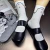 European-Style Sweet Lolita Pearl Ribbon Mid-Calf Socks for Women - 2026 Spring/Summer Collection