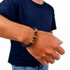 Herren Armband mit Perlen, Tigerauge Stein Schwarze Perlenarmbänder, Lässiger Schmuck Geschenk für Ihn Jungen